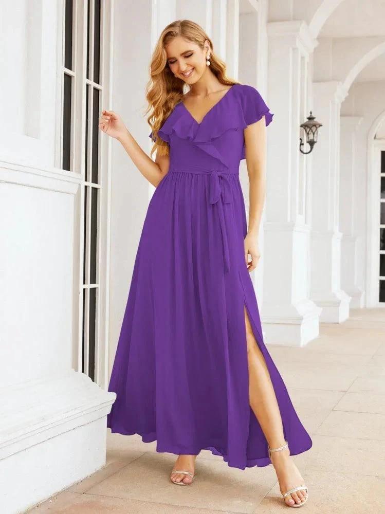 Bridesmaid Dresses with Flutter Sleeves Formal Evening Party Prom Gowns 28044 by numbersea