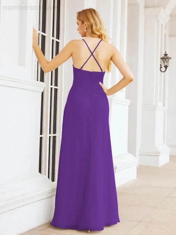 ZapDress Halter Bridesmaid Dresses with Pockets Sleeveless Formal Evening Party Prom Gowns 28055 (ZD17039)