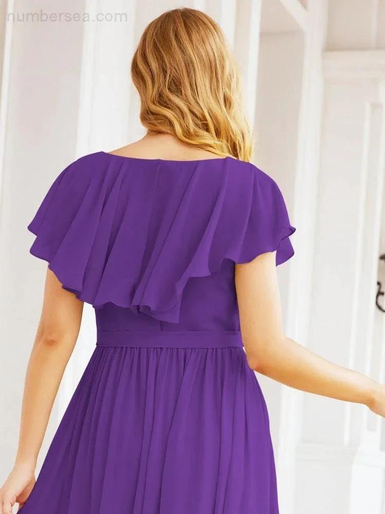 Bridesmaid Dresses with Flutter Sleeves Formal Evening Party Prom Gowns 28044 (ZD17033)