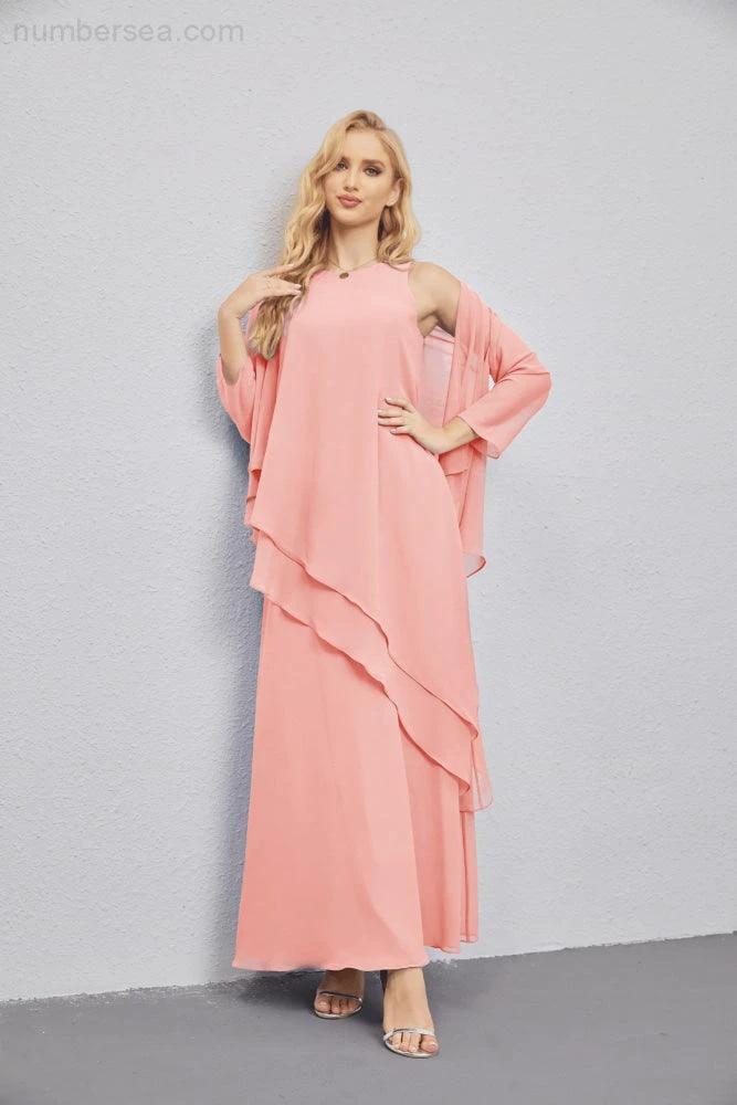 Mother of Bride Dresses with Open Front Lightweight Cardigan Formal Prom Gown 28081 (ZD16990)