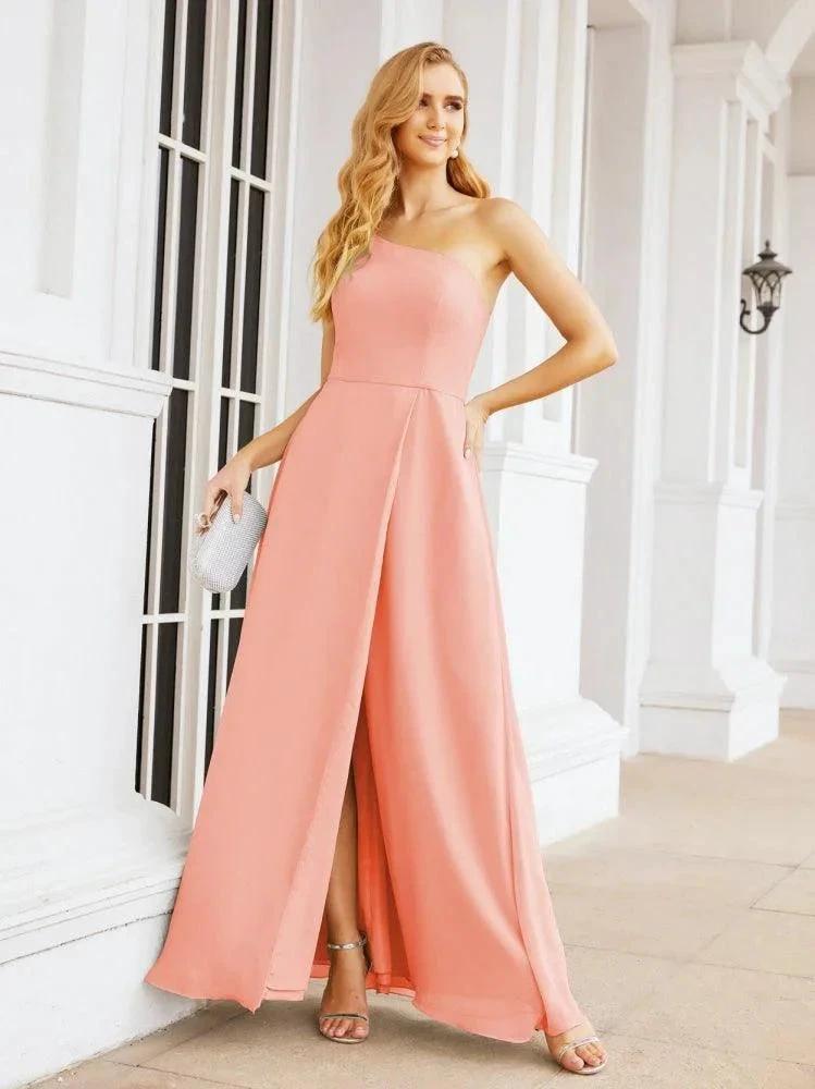 Numbersea Women's One Shoulder Formal Prom Gowns for Mother of The Bride Side Slit Bridesmaid Dresses 28052 by numbersea