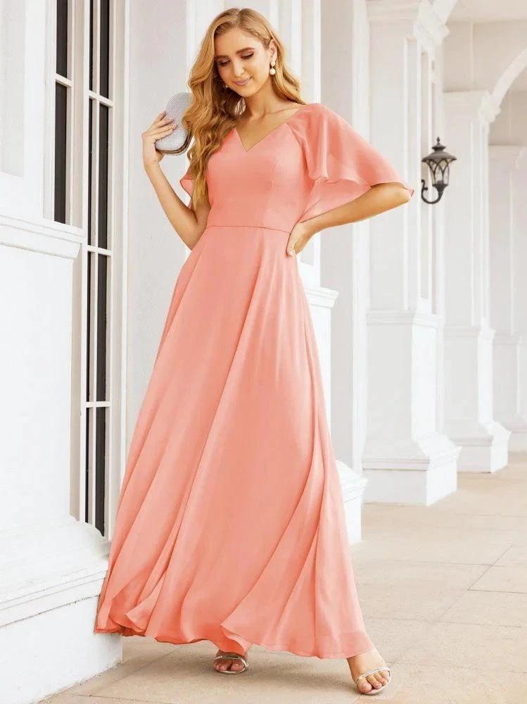 Numbersea Bridesmaid Dresses for Wedding Formal Evening Party Prom Gown with Cape 28050 by numbersea