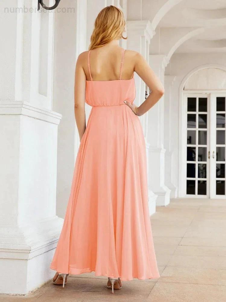 ZapDress Halter Long Bridesmaid Dresses Formal A line Juniors Dress 28029 (ZD17029)