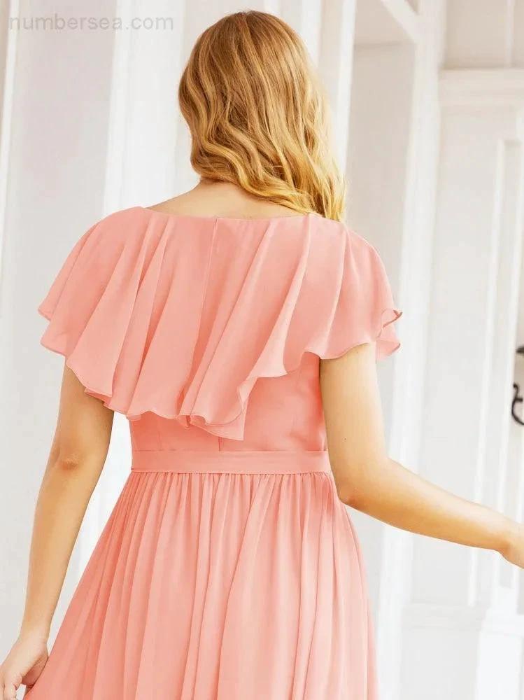 Bridesmaid Dresses with Flutter Sleeves Formal Evening Party Prom Gowns 28044 (ZD17033)