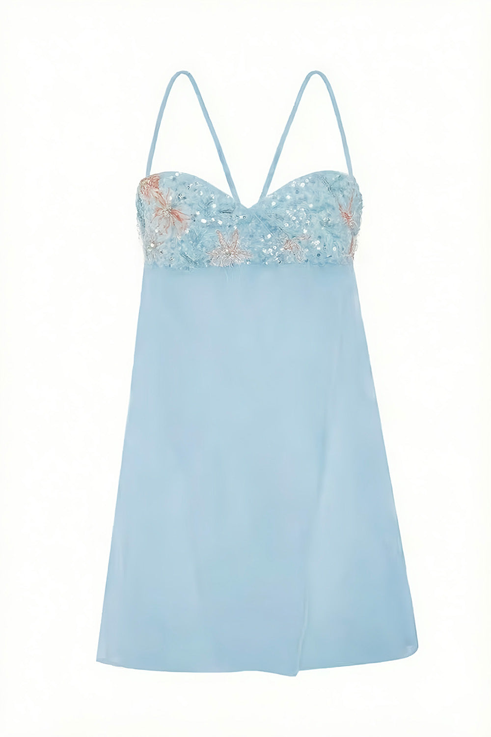 Cute A Line Spaghetti Straps Light Yellow Short Homecoming Dress with Embroidery