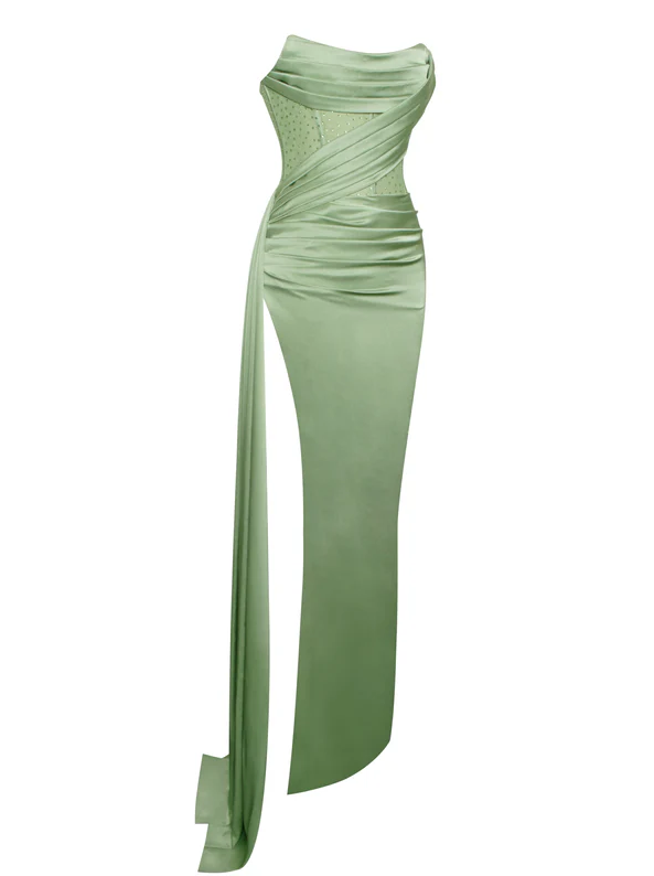Sexy Green Mermaid Side Slit Maxi Long Party Prom Dresses,Evening Dresses fg6759 - View 3 | VelvetHem