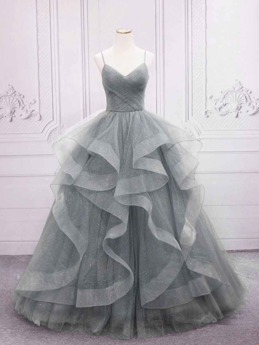 A-line tulle long prom dress dress,tulle sweet 16 dress - View 6 | VelvetHem