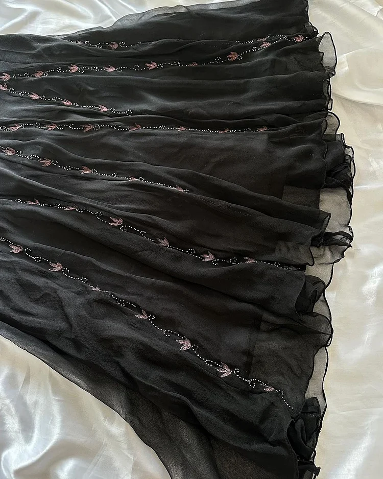 Luxurious Black Mermaid Chiffon Beaded Prom Dress Formal Evening Dress - View 3 | VelvetHem