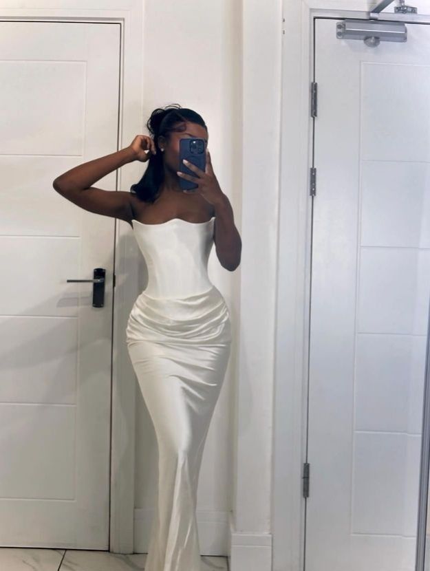 White Strapless Long Prom Dress Evening Party Dress fg7408 - View 2 | VelvetHem