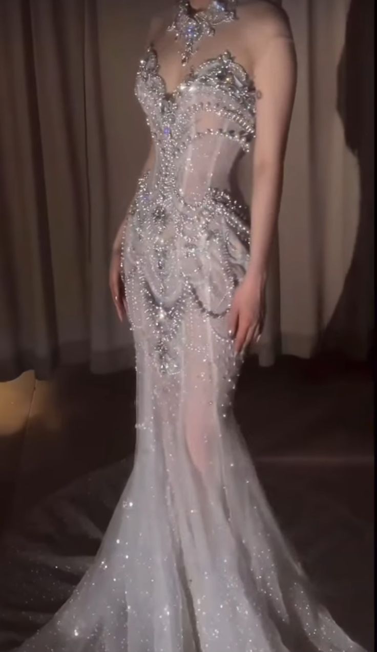 Pretty Mermaid Tulle Beads Long Prom Dresses Formal Evening Dress - VelvetHem