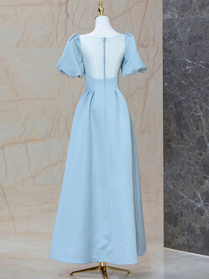 Satin Pearl Long Prom Dress, A-Line Evening Party Dress fg6028 - View 3 | VelvetHem