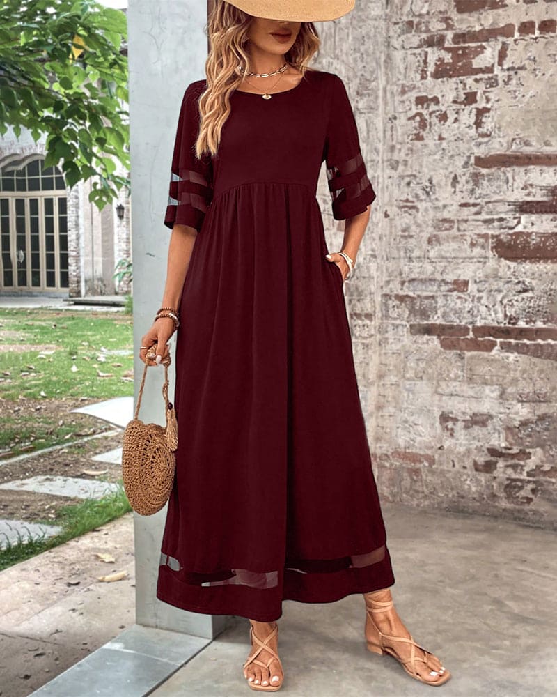 Violet Aesthetic Half Sleeve Maxi Dress Chic Silhouette Collection