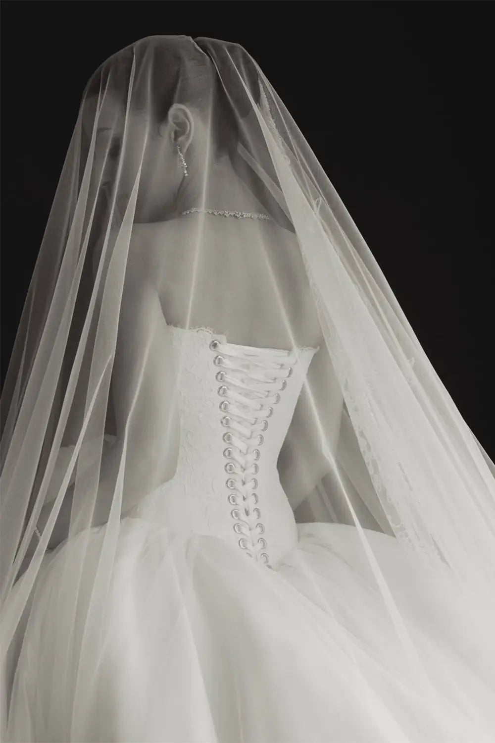 White Satin Tulle Ball Gown Bridal Dress with Embroidered Lace Bodice ZP207
