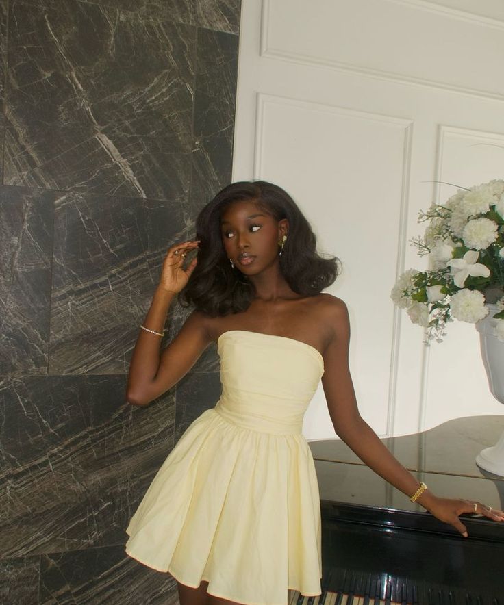 Light Yellow Strapless Homecoming Dresses Mini Prom Party Dress fg6071 - View 3 | VelvetHem