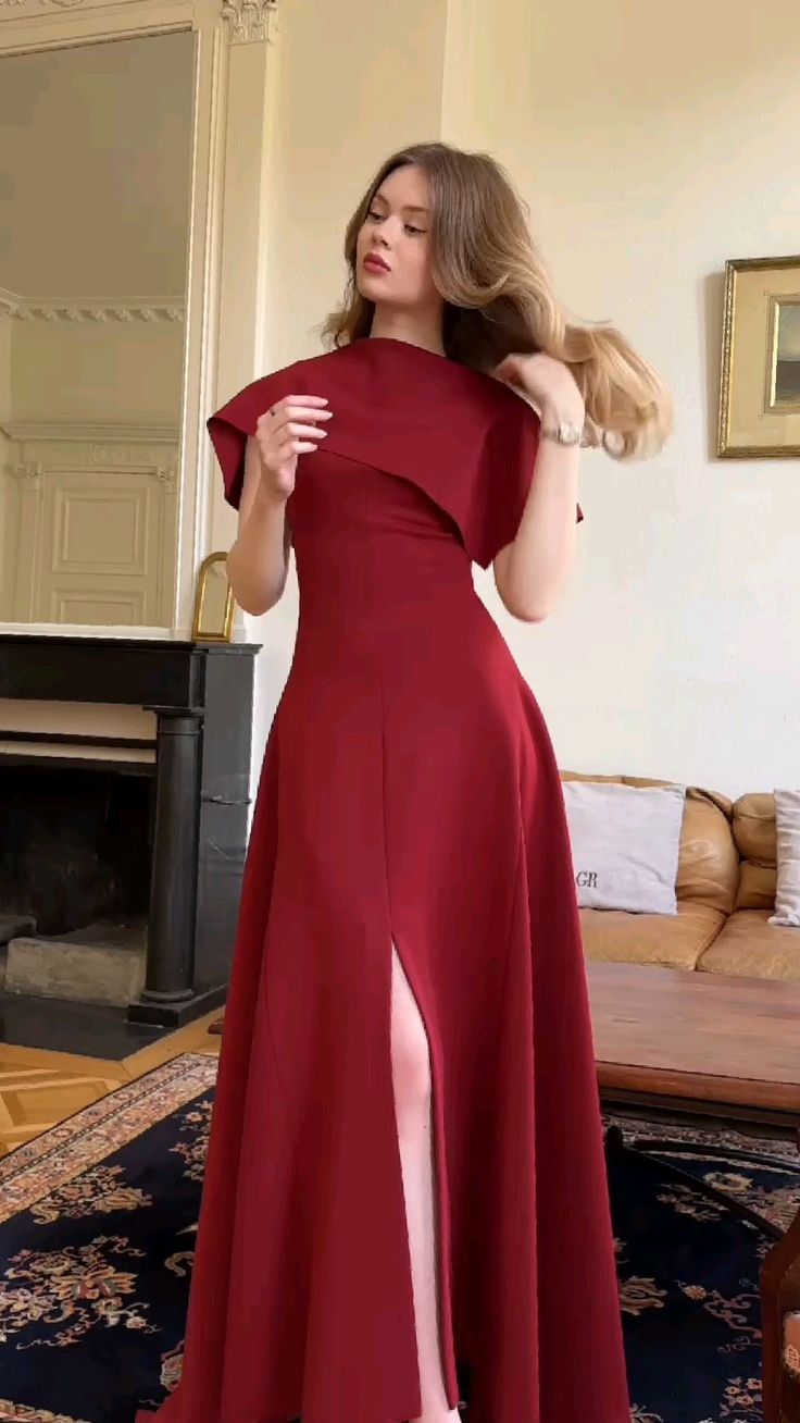 Modest Burgundy Vintage Long Prom Dress Evening Party Dresses - VelvetHem