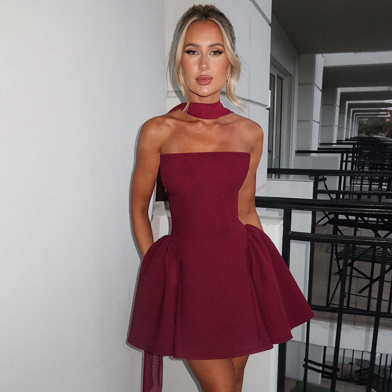 Skylene Mini Dress Maroon