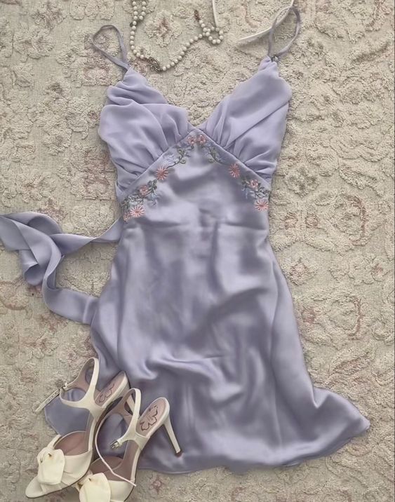 Light Purple V Neck Homecoming Dress,Sexy Party Dress