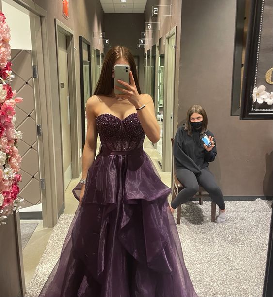Strapless Long Evening Prom Dresses, Custom Made Dress - VelvetHem