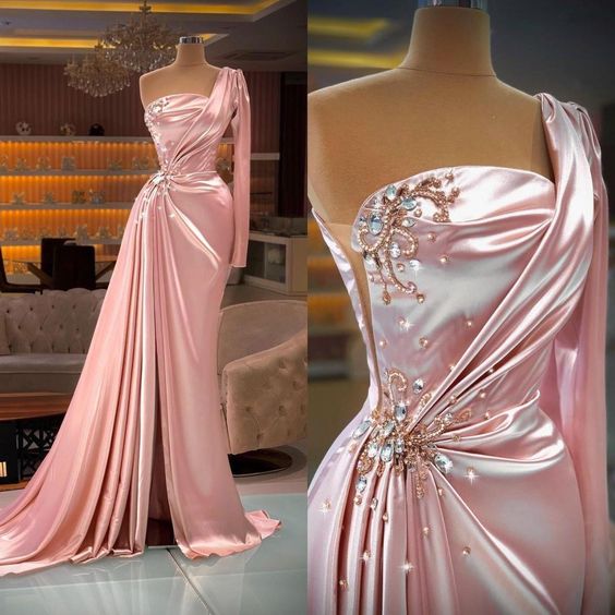 Pink Prom Dresses, Pink Evening Dresses, Strapless Prom Dresses, Beaded Prom Dresses, Pearls Prom Dresses - View 2 | VelvetHem