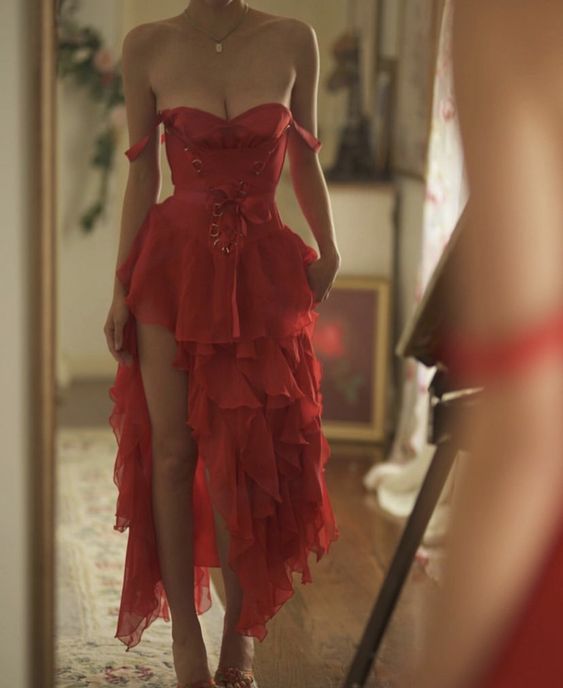 Red Off The Shoulder Evening Dresses Fashion Party Dress Prom Gown fg6808 - View 3 | VelvetHem
