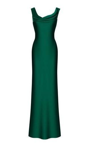 Simple Green Satin Prom Dress - VelvetHem