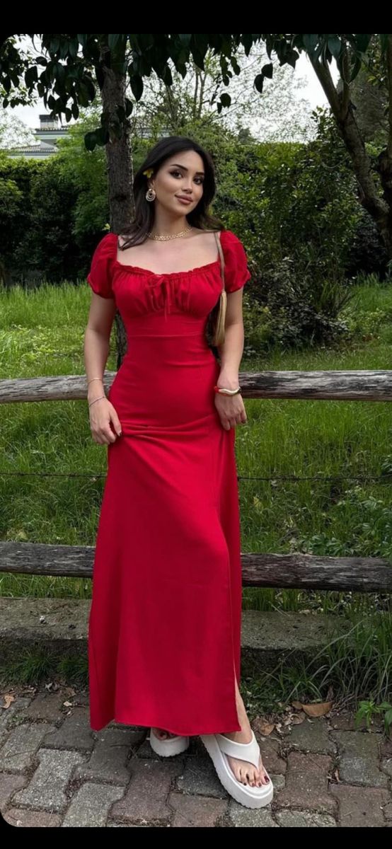 Red Party Dress Long Evening Dress Vintage Prom Dress - VelvetHem