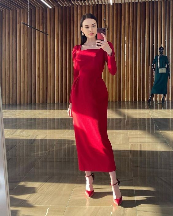 Red Prom Gowns Lady Fashion Party Dress - VelvetHem