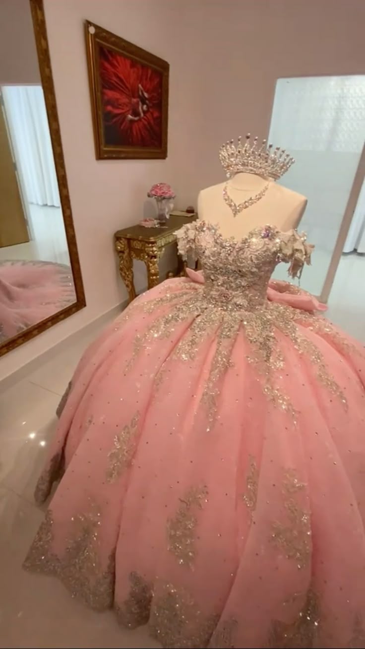 Pink A Line Princess Quinceanera Dress Ball Gown, Sweet 16 Dresses fg7174 - View 3 | VelvetHem