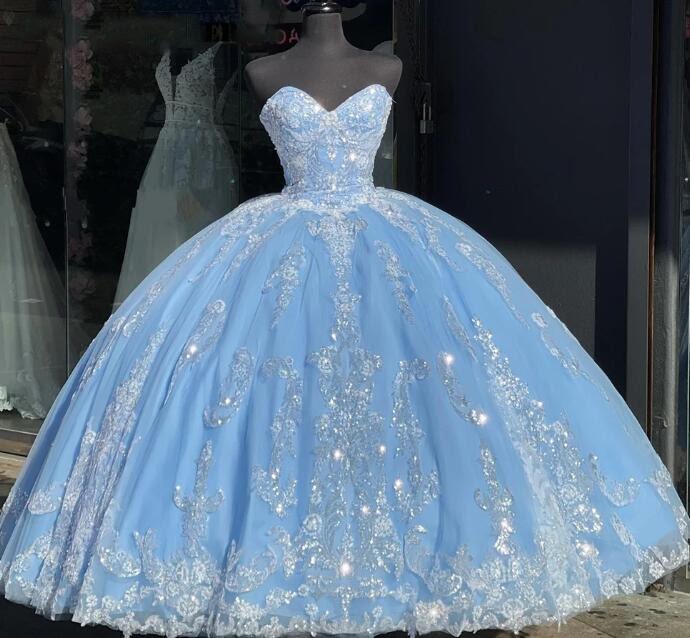 Princess Sweetheart Ball Gown Blue Quinceanera Dresses fg6640 - VelvetHem
