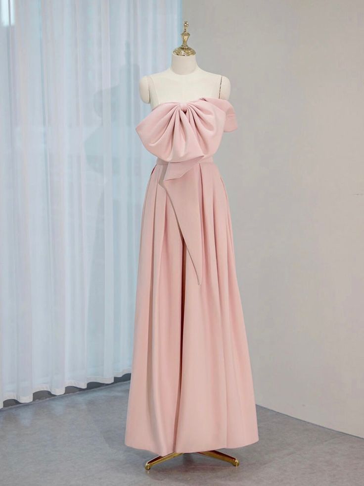 A-Line Satin Pink Long Prom Dress, Pink Long Formal Dress fg6809 - VelvetHem