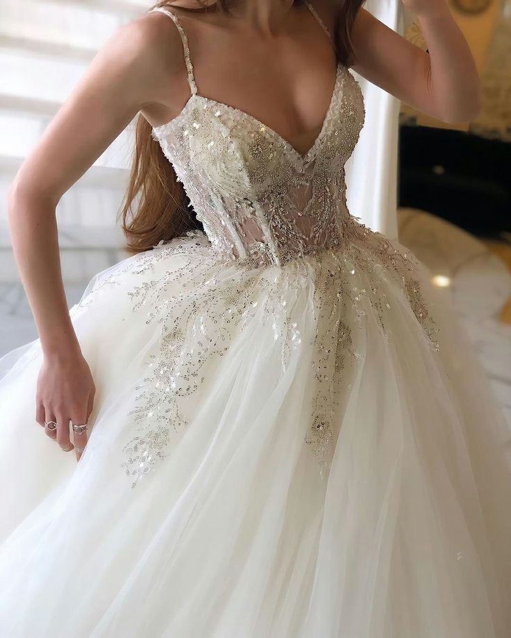 A-Line Spaghetti Straps Long Wedding Dress - VelvetHem