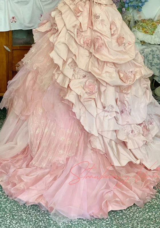 Pink A Line Princess Quinceanera Dress Ball Gown Sweet 16 Dresses fg7178 - View 5 | VelvetHem