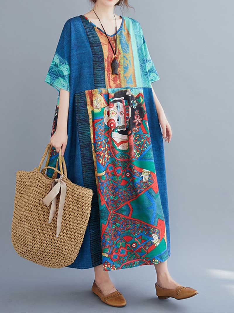 Never Give Up Printed Smock Dress