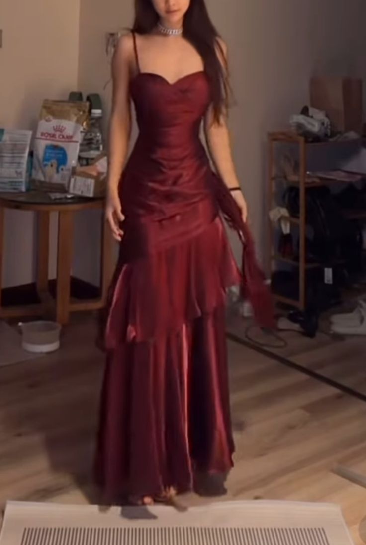 Burgundy Fashion Long Prom Dresses Formal Evening Dress - VelvetHem