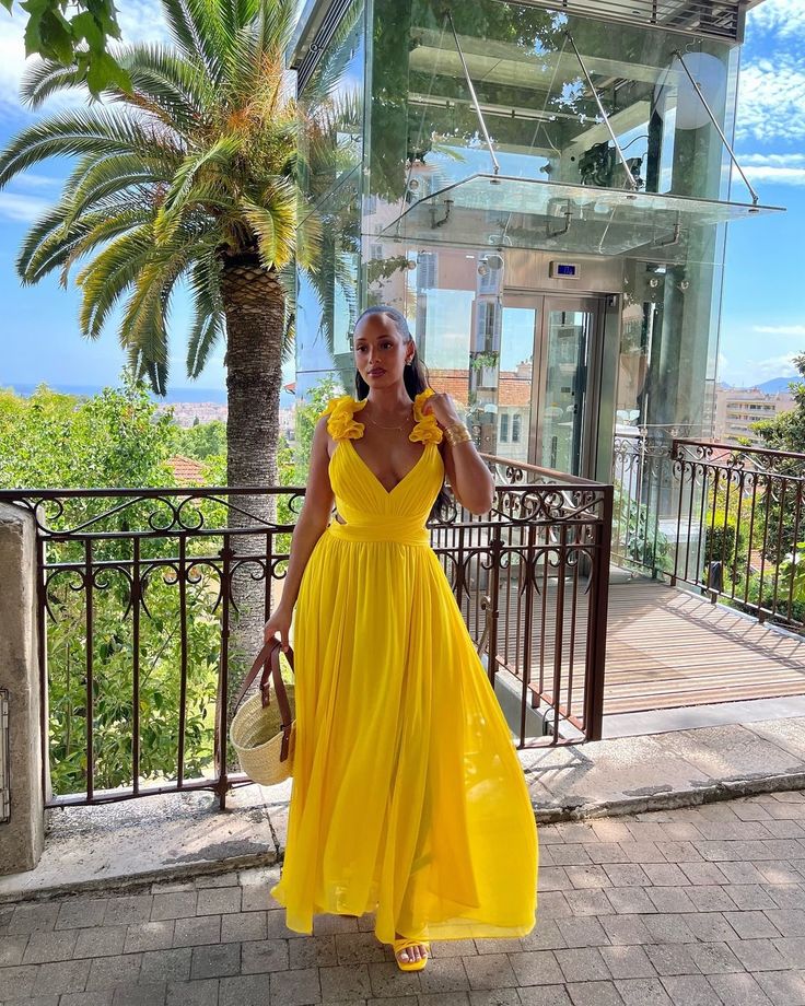 A Line Yellow Evening Dresses Formal Party Dress Prom Gown fg6797 - VelvetHem
