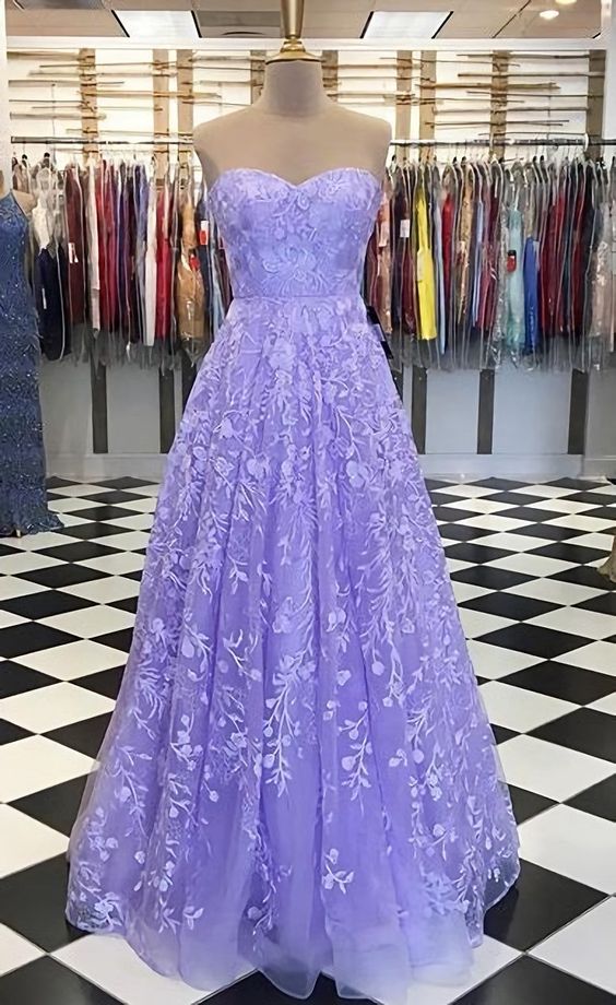 Lace Long Prom Dress, School Dance Dresses, Fashion Winter Formal Dress - View 2 | VelvetHem