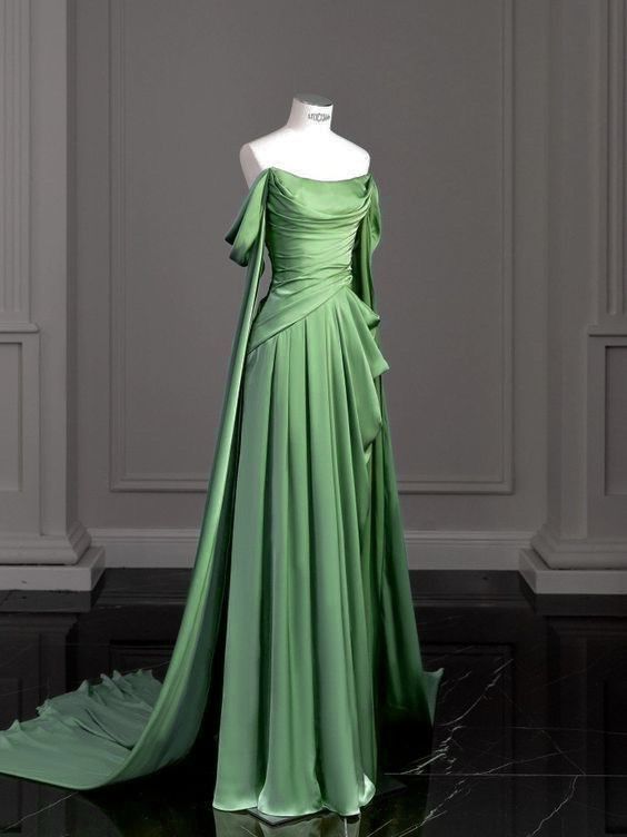 A Line Green Long Evening Dresses Formal Party Dress Prom Gown fg6771 - VelvetHem