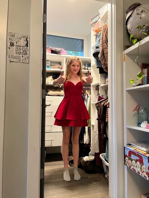 Cute Red Short Prom Dress, A-Line Party Dress - View 2 | VelvetHem