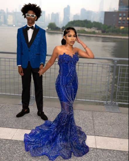 Women's Mermaid Prom Dress, Sweetheart Sequin Royal Blue Birthday Party Dress fg6762 - View 5 | VelvetHem