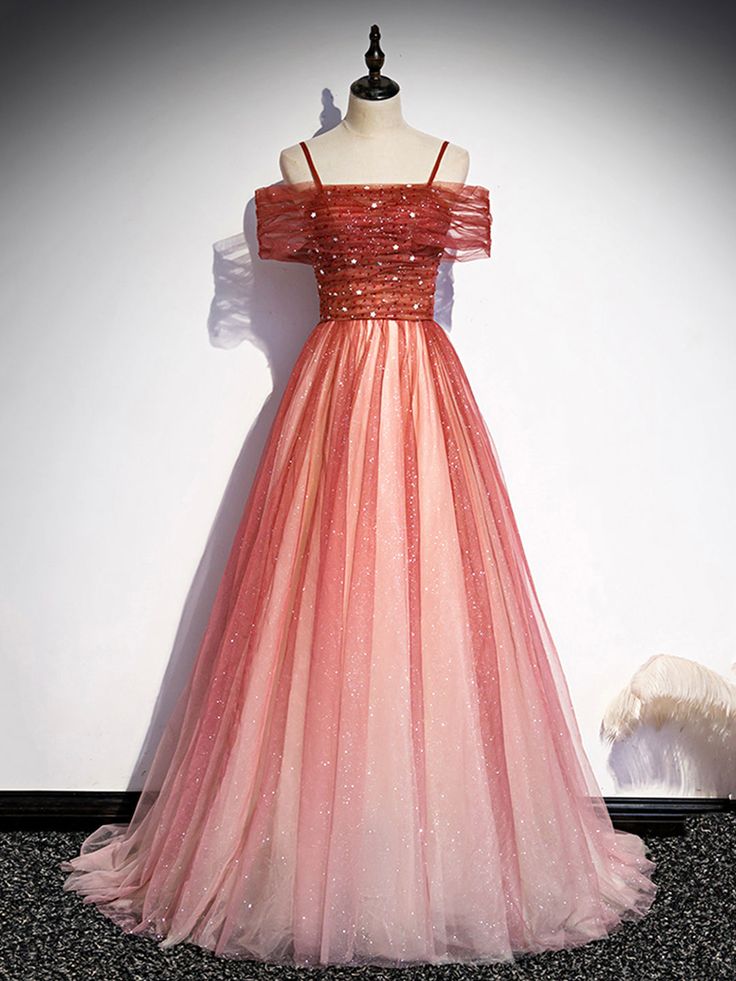 Tulle Long Prom Dress, A-Line Off Shoulder Evening Dress - View 2 | VelvetHem