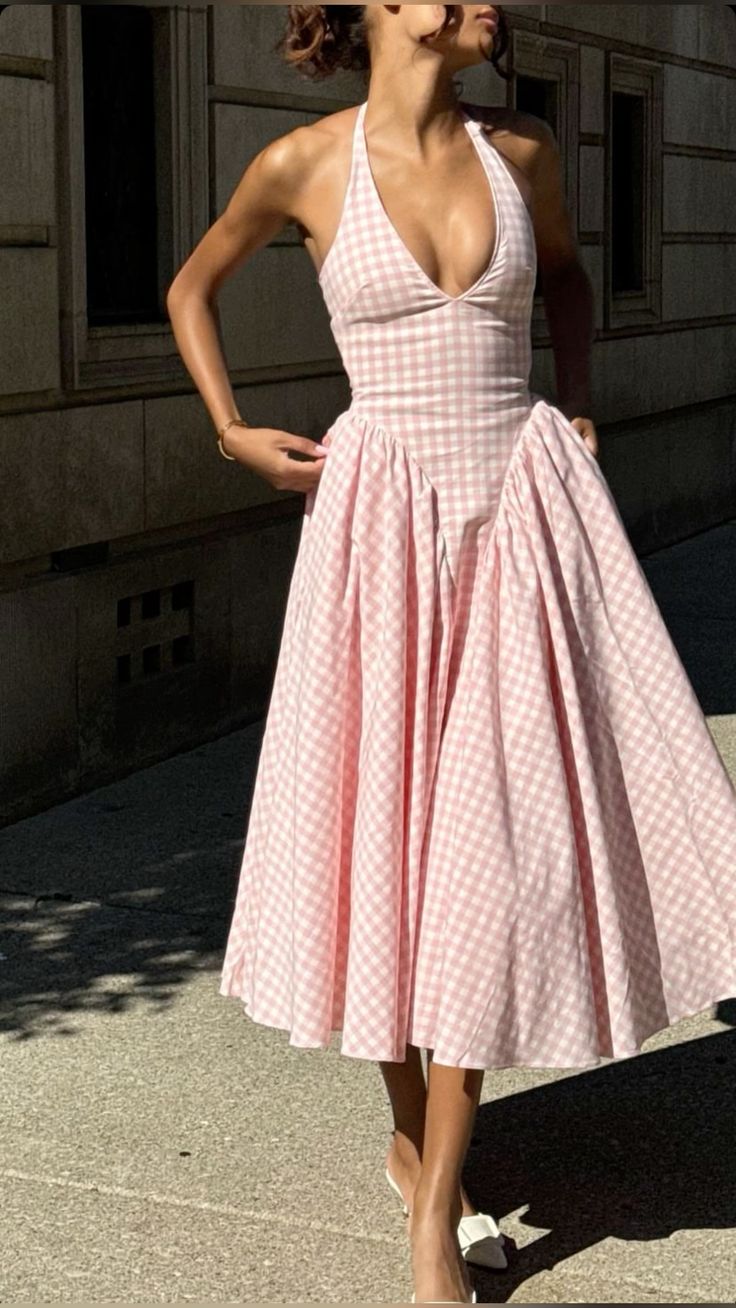 A Line Halter Sleeveless Plaid dress Evening Party Gowns fg7423 - View 2 | VelvetHem