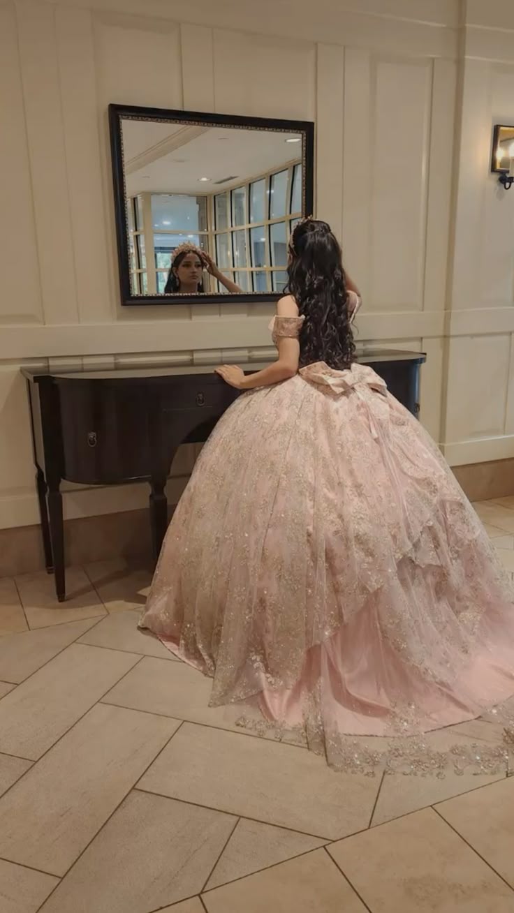 Pink Off Shoulder Design Princess Quinceanera Dresses Sweet 16 Ball Gowns - View 2 | VelvetHem