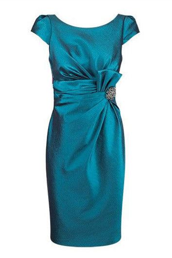 Cap Sleeves Short Blue Mother of Bride Dress fg6614 - VelvetHem