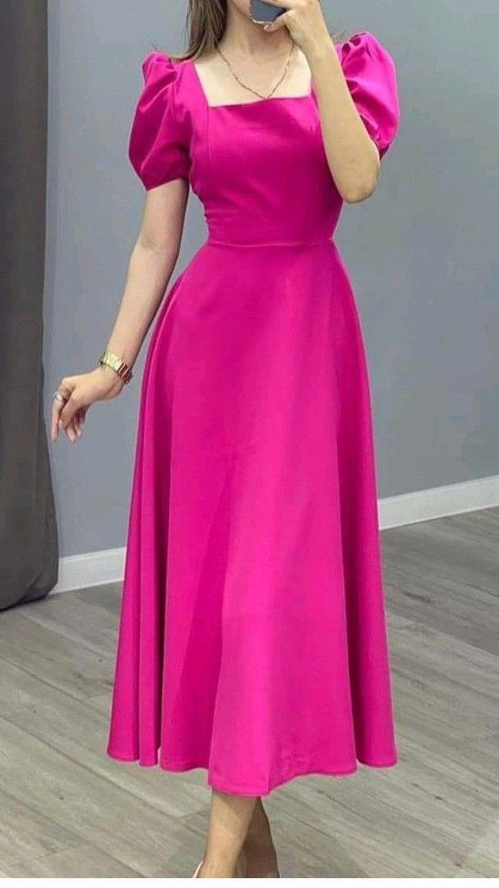 A Line Hot Pink Satin Prom Dress Formal Evening Dress fg6324 - VelvetHem