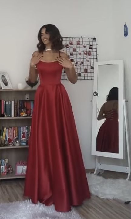 A Line Straps Floor Length Evening Gown Prom Dresses fg6534 - VelvetHem