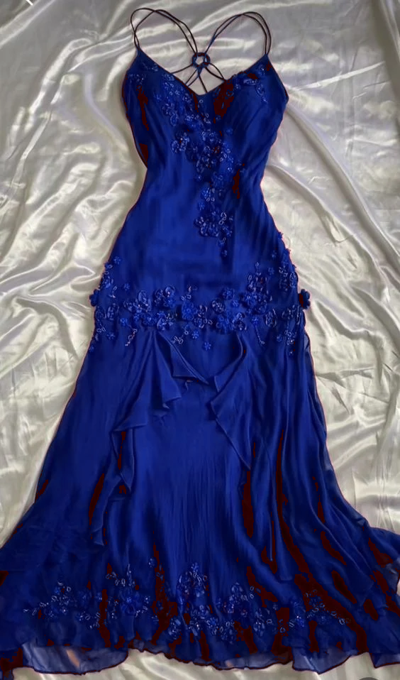 Vintage Sheath Spaghetti Straps Burgundy Long Prom Dress Evening Dresses With Beads fg6714 - View 4 | VelvetHem