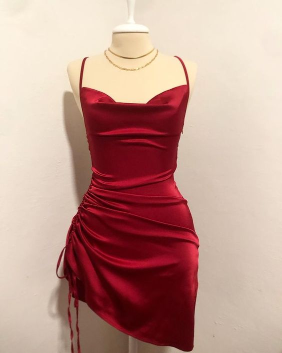 Red Sheath Short Prom Dress Homecoming Dress - VelvetHem