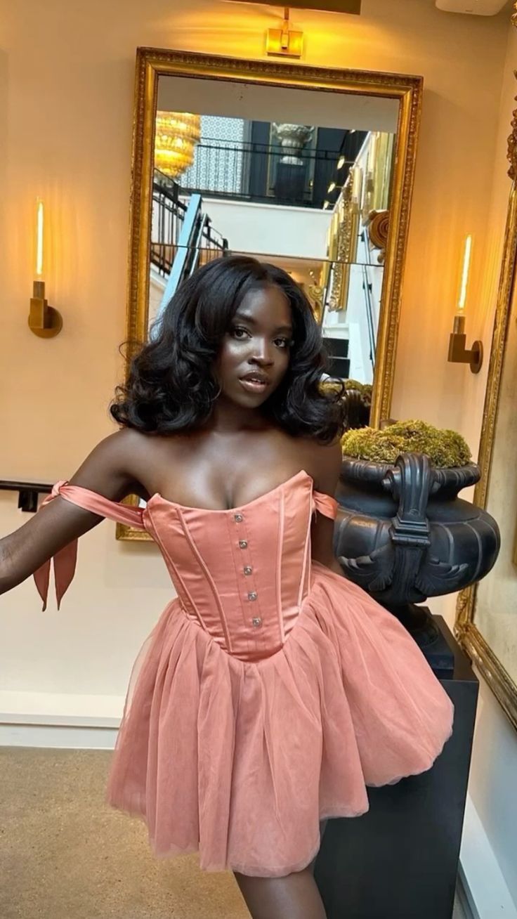 Off The Shoulder Birthday Dress Pink Homecoming Dress Short Party Dress - View 2 | VelvetHem
