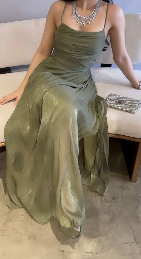 Green A Line Long Prom Dress Formal Party Dress