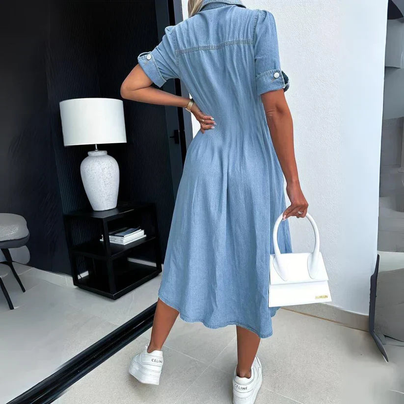 Susana Statement Denim Dress Clarisse Evening Wear Edit